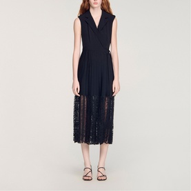 Notched Collar Wrap Dress