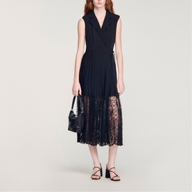 Notched Collar Wrap Dress