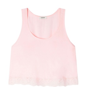 Logo Lace Trim Tank Top