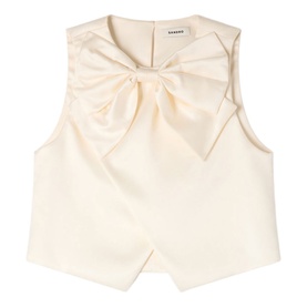 Satin Bow Cropped Blouse
