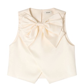 Satin Bow Cropped Blouse