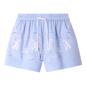 Embroidered Drawstring Shorts