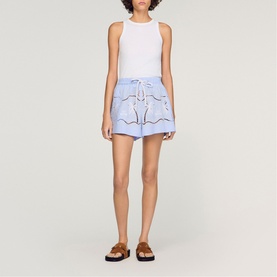Embroidered Drawstring Shorts