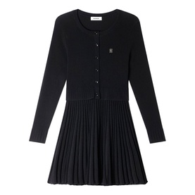 Pleated Knit Mini Dress