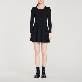 Pleated Knit Mini Dress