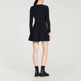 Pleated Knit Mini Dress