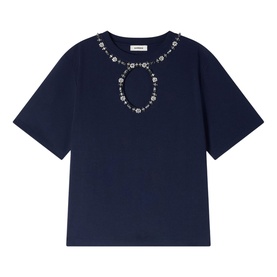 Rhinestone Cut-Out Blouse