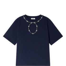 Rhinestone Cut-Out Blouse