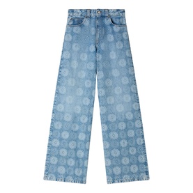 Floral High-Rise Wide Leg Jeans