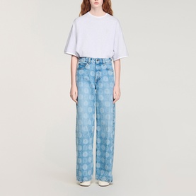 Floral High-Rise Wide Leg Jeans