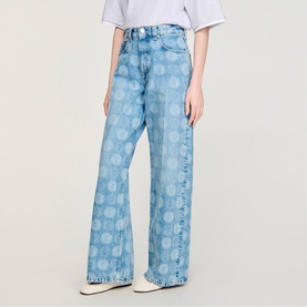 Floral High-Rise Wide Leg Jeans