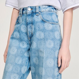 Floral High-Rise Wide Leg Jeans