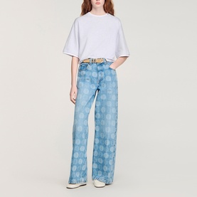 Floral High-Rise Wide Leg Jeans