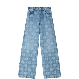 Floral High-Rise Wide Leg Jeans
