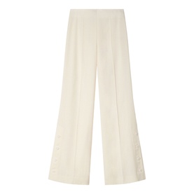 Buttoned Slit Wide Leg Trousers