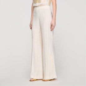 Buttoned Slit Wide Leg Trousers