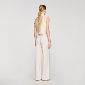 Buttoned Slit Wide Leg Trousers