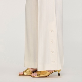 Buttoned Slit Wide Leg Trousers