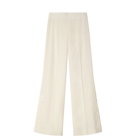 Buttoned Slit Wide Leg Trousers