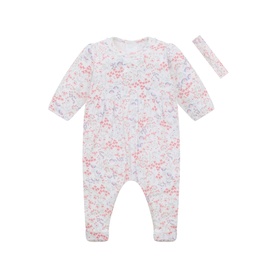 Lacey Floral Babygrow & Headband Two-Piece Set