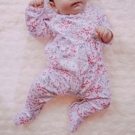 Lacey Floral Babygrow & Headband Two-Piece Set
