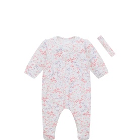 Lacey Floral Babygrow & Headband Two-Piece Set