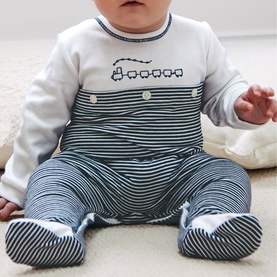 Lincoln Striped Train Onesie Babygrow