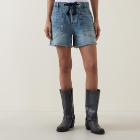 Moxie Drawstring Denim Shorts