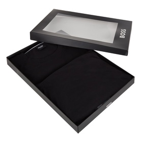 Hugo Boss Piqu&eacute; Shorts Pyjama Set in black, two-piece gift set with T-shirt and shorts in branded BOSS box