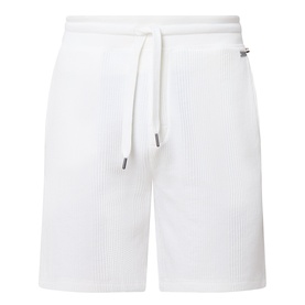 Hugo Boss Structure Logo Textured Lounge Shorts in natural, ribbed texture, elasticated drawstring waist, small logo tab detail