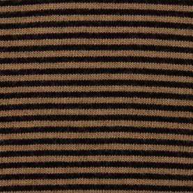 Hugo Boss Stripe Crew Socks Two-Pack in black and tan horizontal stripe knit pattern, ribbed texture detail visible.