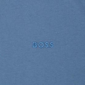 Hugo Boss blue cotton T-shirt multi pack, close-up of tonal embroidered BOSS logo chest detail