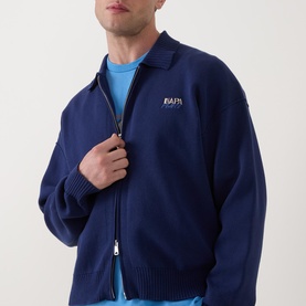 Optical Logo Zip Sweater