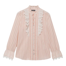 Striped Broderi&eacute; Anglaise Blouse