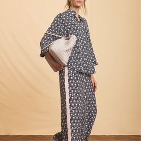 Geo Printed High-Rise Wide Leg Trousers