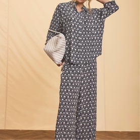 Geo Printed High-Rise Wide Leg Trousers