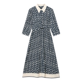 Printed Contrast Trim Shirt Dress
