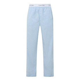 Calvin Klein Logo Gingham Pyjama Bottoms in Ballad Blue, elasticated logo waistband, straight-leg cut, gingham print, 100% cotton