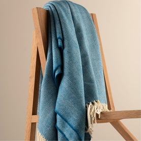 Herringbone Textured Throw Atlantic Blue