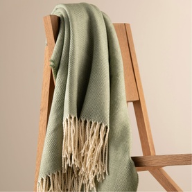 Herringbone Textured Throw Forest Green
