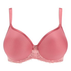 Mey Luxurious Lace Underwire Bra in Dawn Blush, full cup style with smooth finish, lace trim along lower cups and adjustable straps.