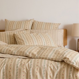 Rose Striped Pillowcase Pair Cream