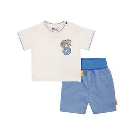 Leopard Logo T-Shirt & Striped Shorts Two-Piece Set