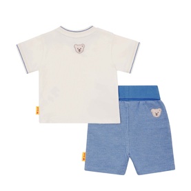 Leopard Logo T-Shirt & Striped Shorts Two-Piece Set