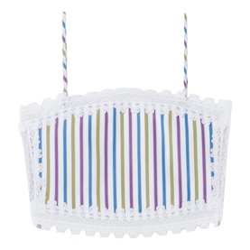 Striped Lace Trim Cropped Top