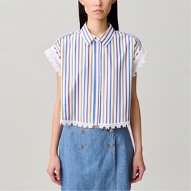 Striped Lace Trim Shirt