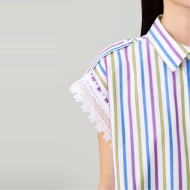 Striped Lace Trim Shirt