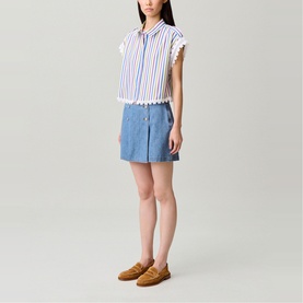 Striped Lace Trim Shirt