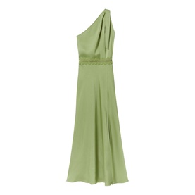 Asymmetric Lace Trim Flared Dress