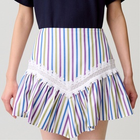 Striped Mini Flared Skirt